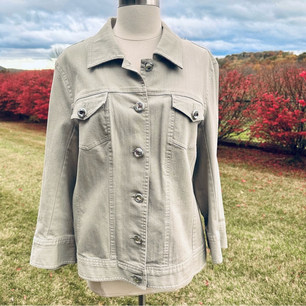 Multiples Embellished Rhinestone Pale Green Jacket Sz. L